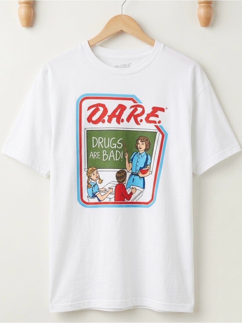 Vintage DARE "Drugs Are Bad" White Graphic Tee 🍎 Retro Nostalgia Aesthetic - XL